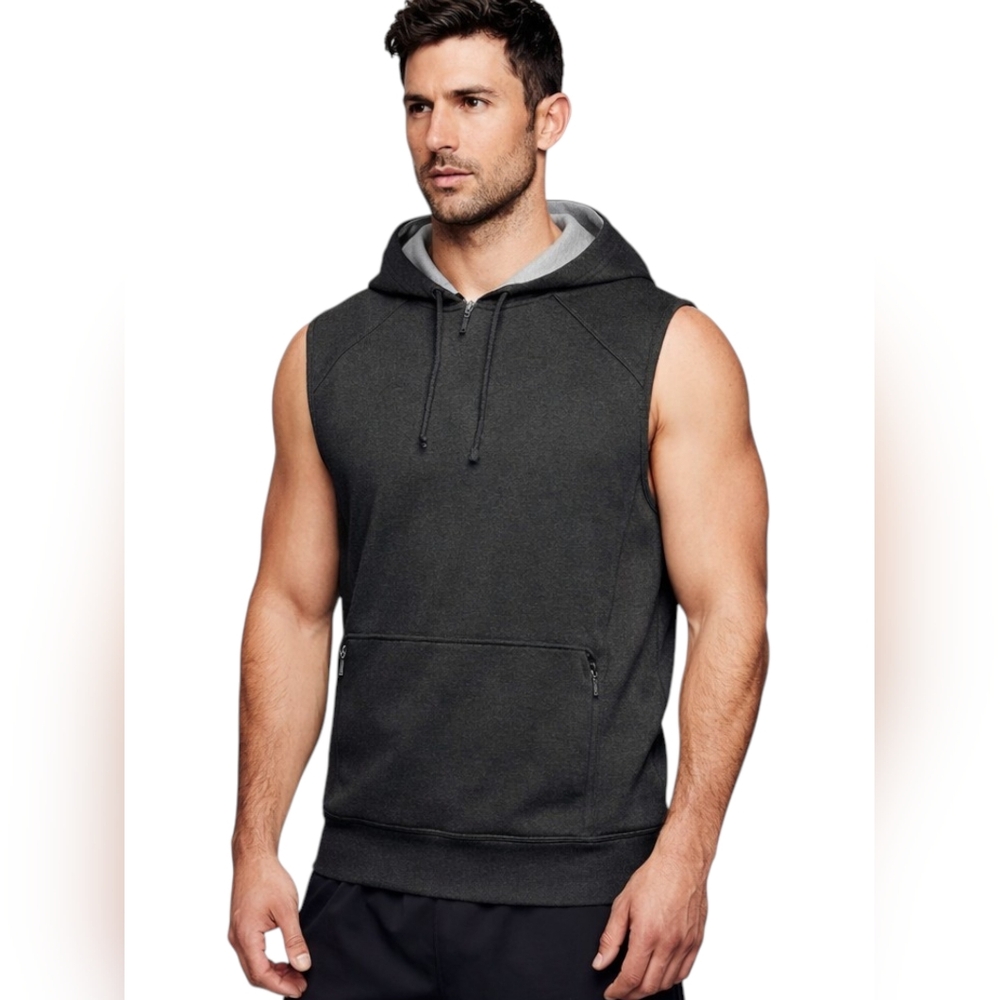 Gaiam Namaste Sleeveless Athletic Hoodie Charcoal Grey Gym Training Size S
